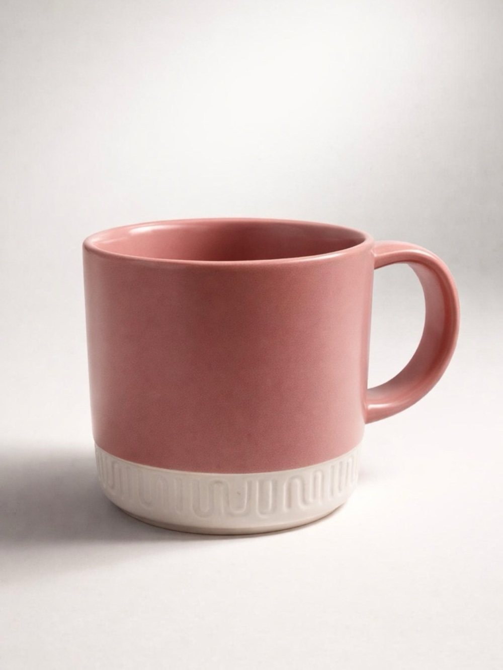 Blush Pink Ceramic Mug with Cream Base - Everyday Coffee Cup